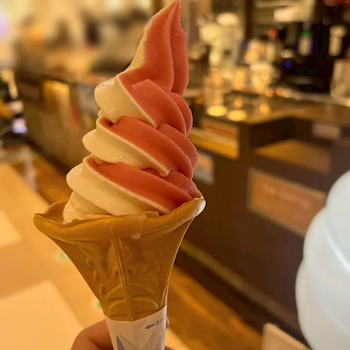 東亜珈琲館 新千歳空港店のハスカップミックスソフトクリーム